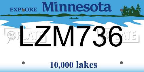 LZM736 Minnesota License Plate