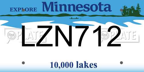 LZN712 Minnesota License Plate