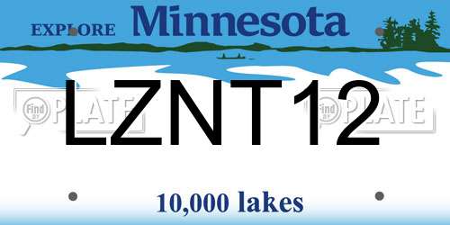 LZNT12 Minnesota License Plate