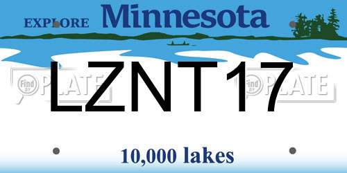 LZNT17 Minnesota License Plate