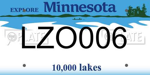 LZO006 Minnesota License Plate