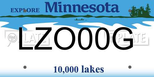 LZO00G Minnesota License Plate
