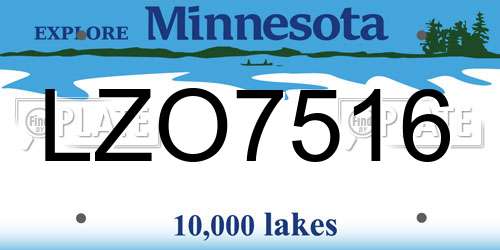 LZO7516 Minnesota License Plate