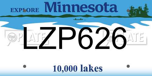 LZP626 Minnesota License Plate