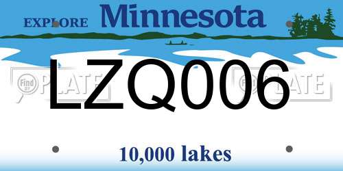 LZQ006 Minnesota License Plate