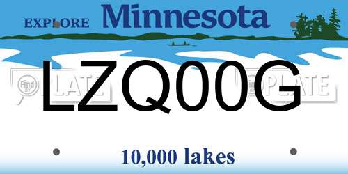 LZQ00G Minnesota License Plate