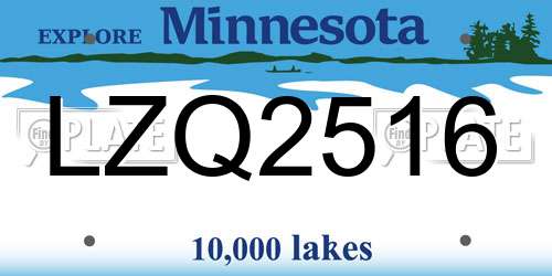 LZQ2516 Minnesota License Plate