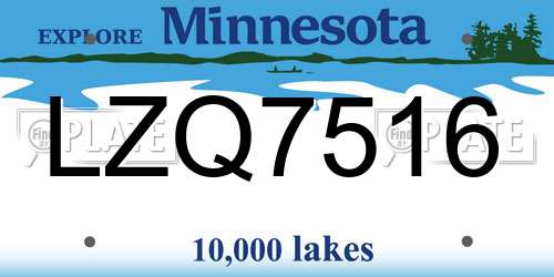 LZQ7516 Minnesota License Plate