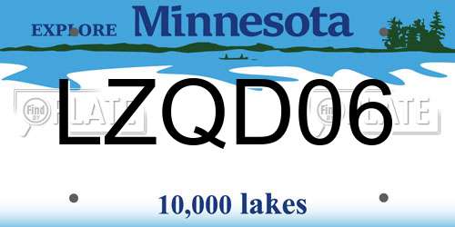 LZQD06 Minnesota License Plate