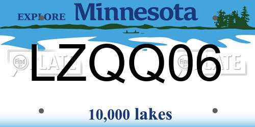 LZQQ06 Minnesota License Plate