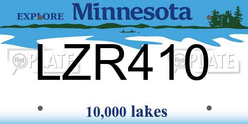 LZR410 Minnesota License Plate