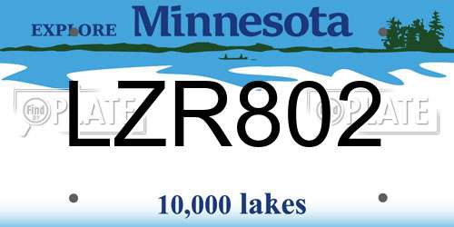 LZR802 Minnesota License Plate