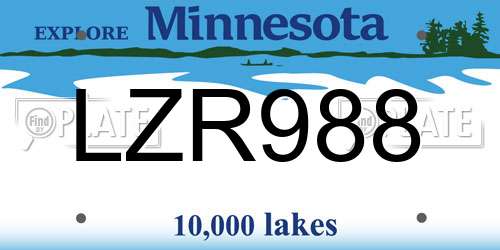 LZR988 Minnesota License Plate