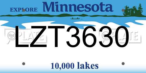 LZT3630 Minnesota License Plate
