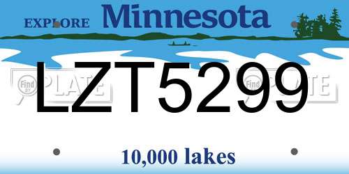 LZT5299 Minnesota License Plate
