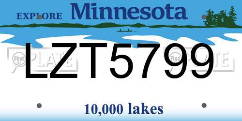 LZT5799 Minnesota License Plate
