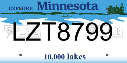 LZT8799 Minnesota License Plate