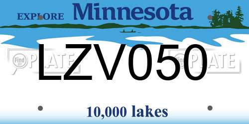 LZV050 Minnesota License Plate