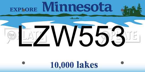 LZW553 Minnesota License Plate