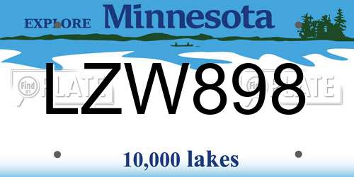 LZW898 Minnesota License Plate