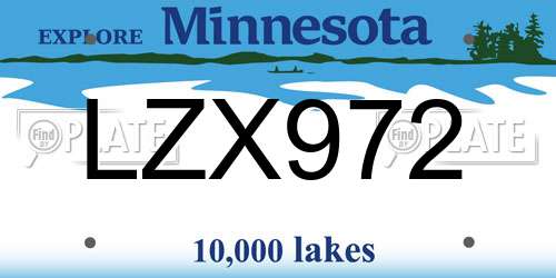 LZX972 Minnesota License Plate