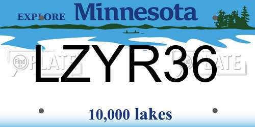 LZYR36 Minnesota License Plate