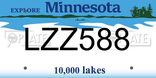 LZZ588 Minnesota License Plate