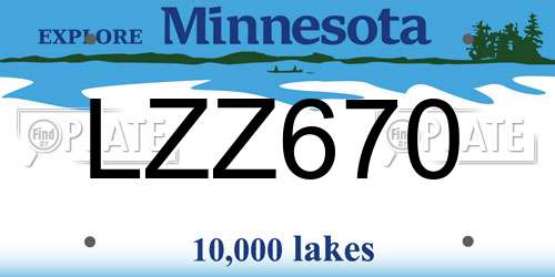 LZZ670 Minnesota License Plate