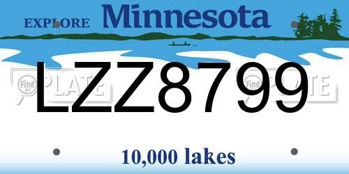 LZZ8799 Minnesota License Plate