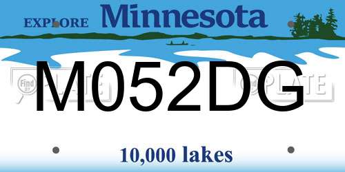 M052DG Minnesota License Plate