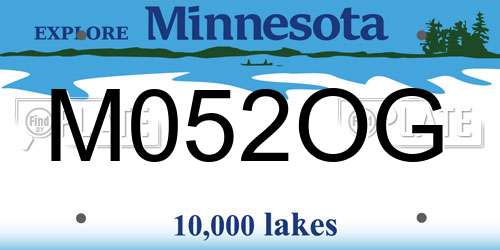 M052OG Minnesota License Plate
