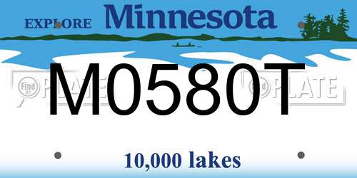 M0580T Minnesota License Plate