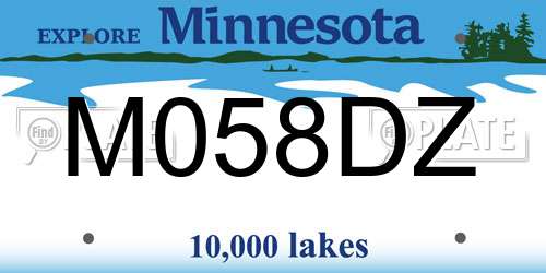 M058DZ Minnesota License Plate