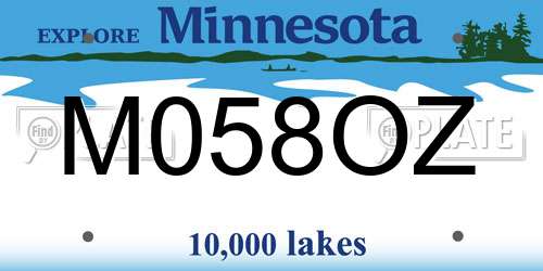 M058OZ Minnesota License Plate
