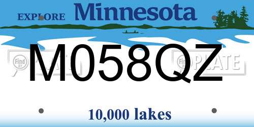 M058QZ Minnesota License Plate