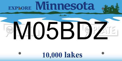 M05BDZ Minnesota License Plate