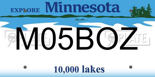 M05BOZ Minnesota License Plate