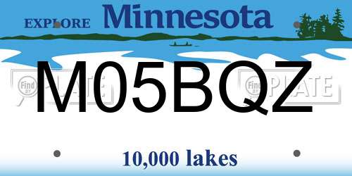 M05BQZ Minnesota License Plate
