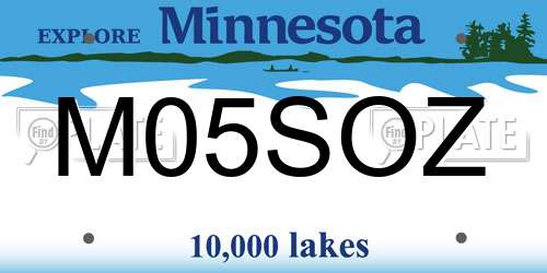 M05SOZ Minnesota License Plate