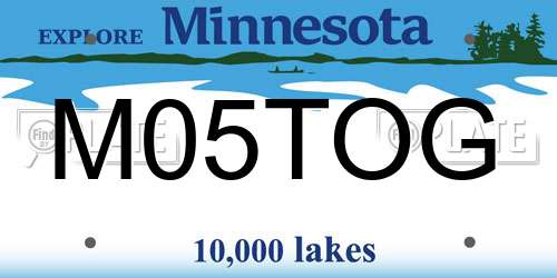 M05TOG Minnesota License Plate