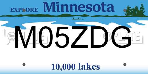 M05ZDG Minnesota License Plate