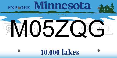 M05ZQG Minnesota License Plate