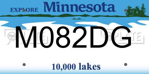 M082DG Minnesota License Plate