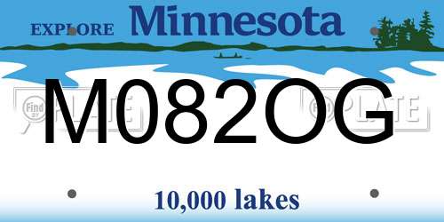M082OG Minnesota License Plate