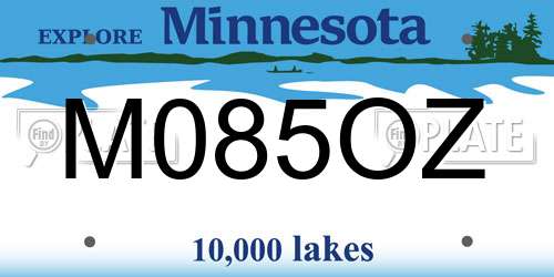 M085OZ Minnesota License Plate