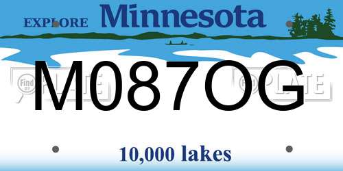 M087OG Minnesota License Plate
