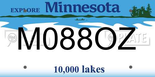 M088OZ Minnesota License Plate