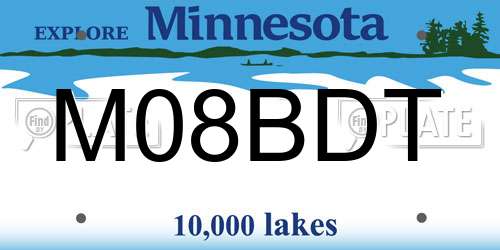 M08BDT Minnesota License Plate