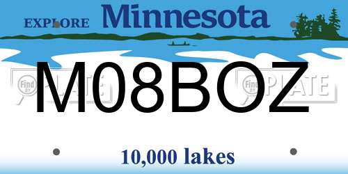 M08BOZ Minnesota License Plate