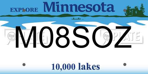 M08SOZ Minnesota License Plate
